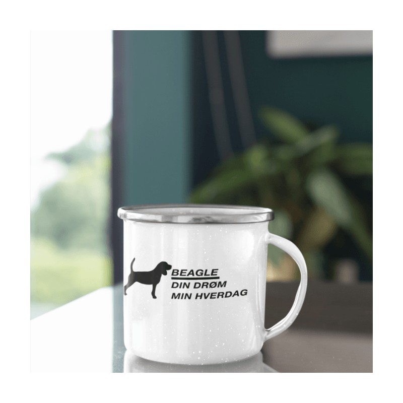 Beagle emaljert kopp