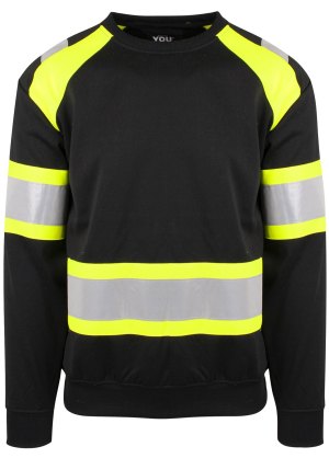 Collegegenser Varsel Svart/gul Sort/Safety-gul, forfra