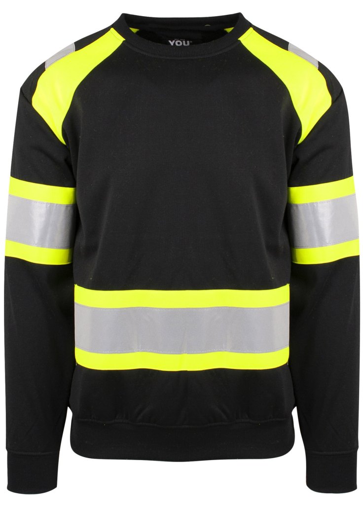 Collegegenser Varsel Svart/gul Sort/Safety-gul, forfra