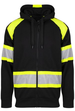 Hettejakke Varsel Svart/gul Sort/Safety-gul, forfra