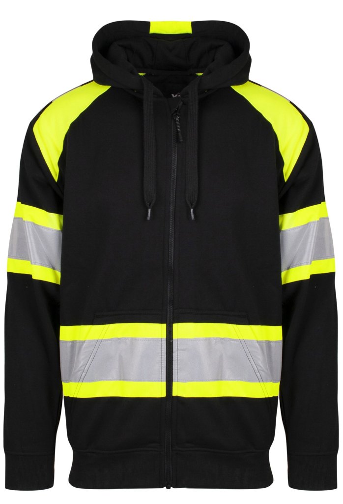 Hettejakke Varsel Svart/gul Sort/Safety-gul, forfra