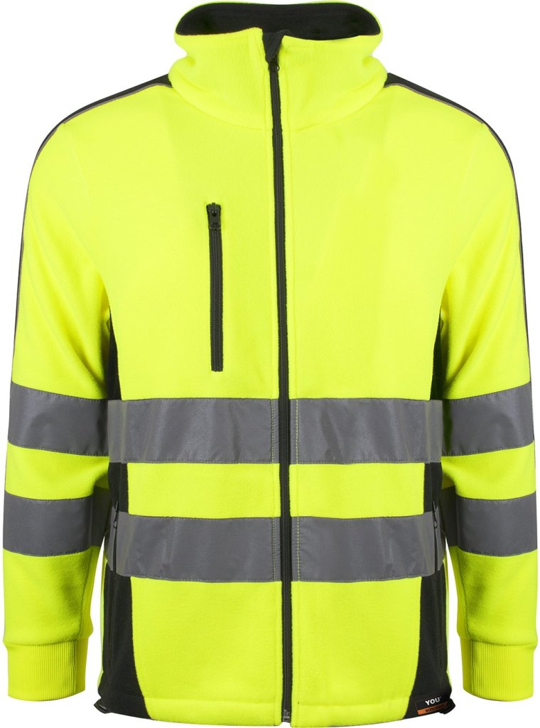 Fleecejakke Varsel Kl. 3 Safety-gul, forfra