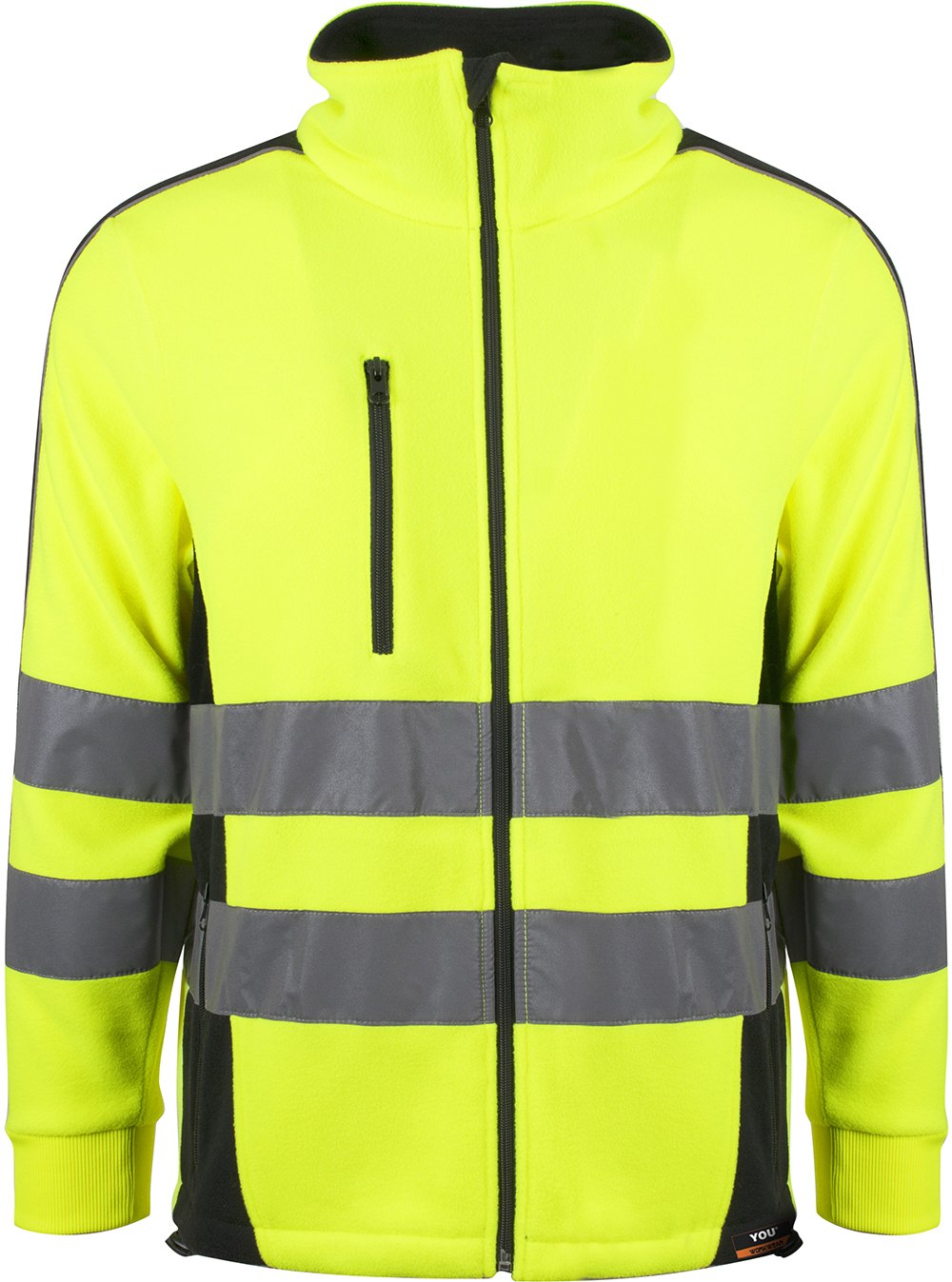 Fleecejakke Varsel Kl. 3 Safety-gul, forfra