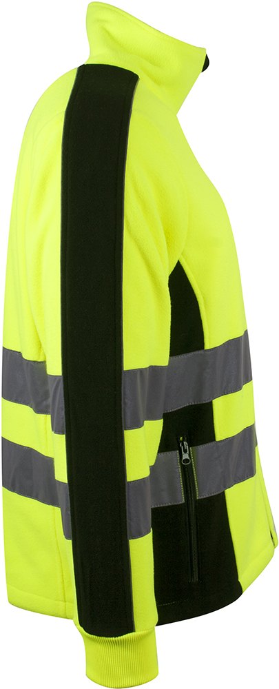 Fleecejakke Varsel Kl. 3 Safety-gul, fra siden