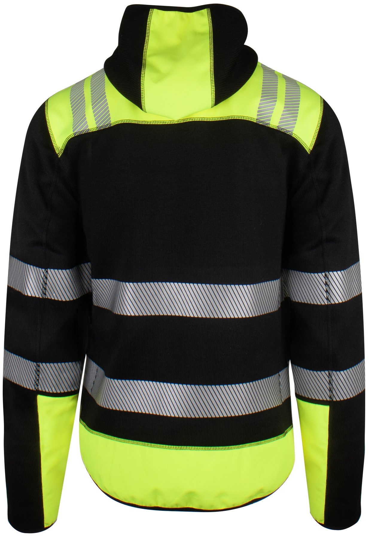 Fleece-hoodie Varsel Kl. 2/3 Sort/Safety-gul, bakfra