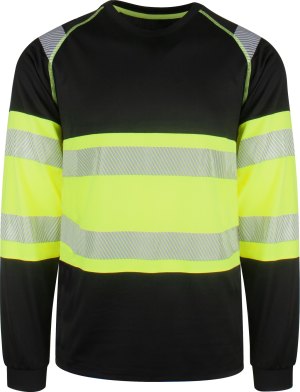 T-skjorte Langermet Varsel Kl. 1 Svart/gul Sort/Safety-gul, forfra
